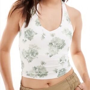 Hollister Green Floral Halter Top